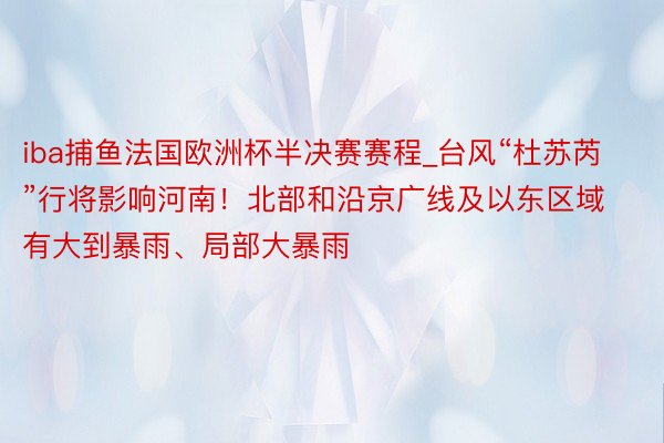 iba捕鱼法国欧洲杯半决赛赛程_台风“杜苏芮”行将影响河南！北部和沿京广线及以东区域有大到暴雨、局部大暴雨