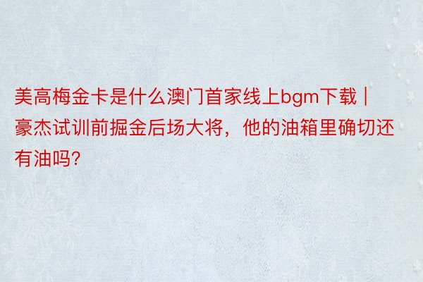 美高梅金卡是什么澳门首家线上bgm下载 | 豪杰试训前掘金后场大将，他的油箱里确切还有油吗？