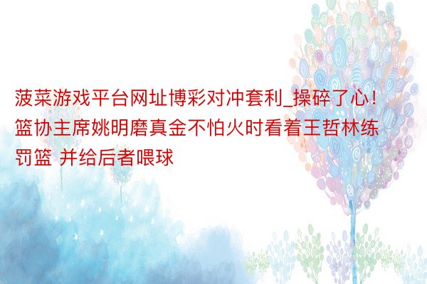 菠菜游戏平台网址博彩对冲套利_操碎了心！篮协主席姚明磨真金不怕火时看着王哲林练罚篮 并给后者喂球